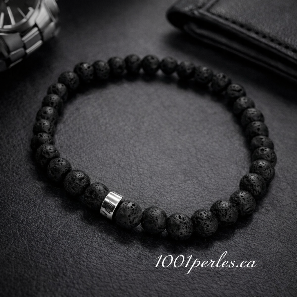 Bracelet Homme – Pierre de Lave 6 mm