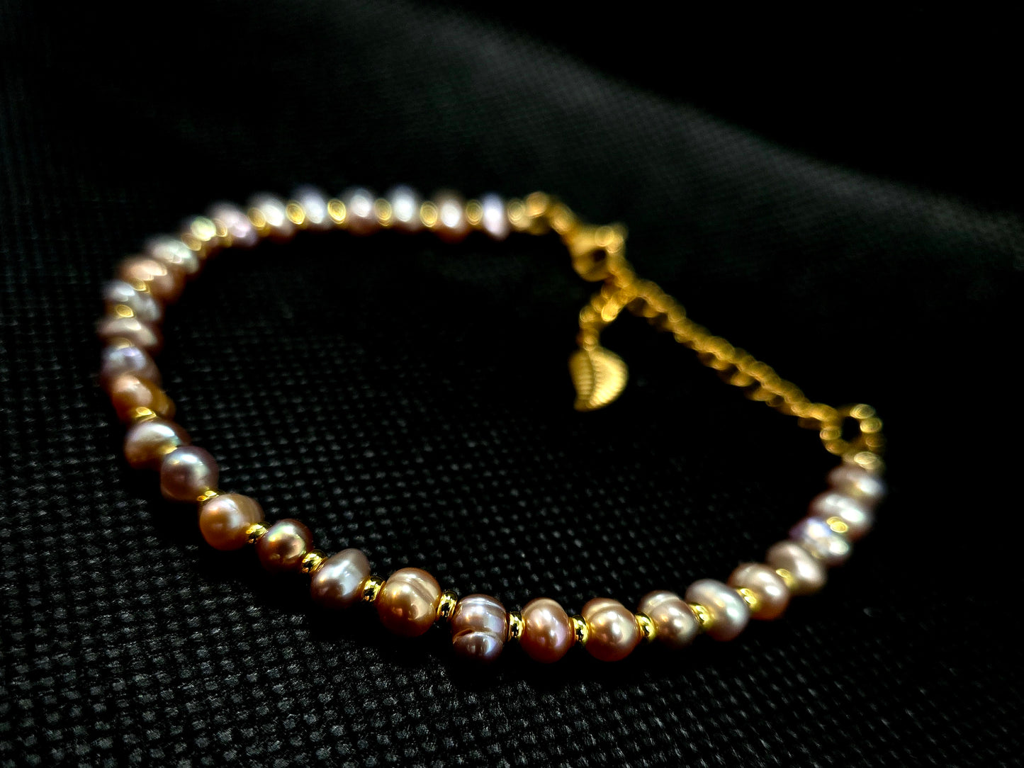 Freshwater pearl ankle bracelet Pink/Orange