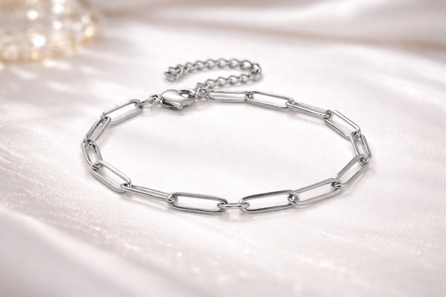 Bracelet maillons argenté en acier inoxydable