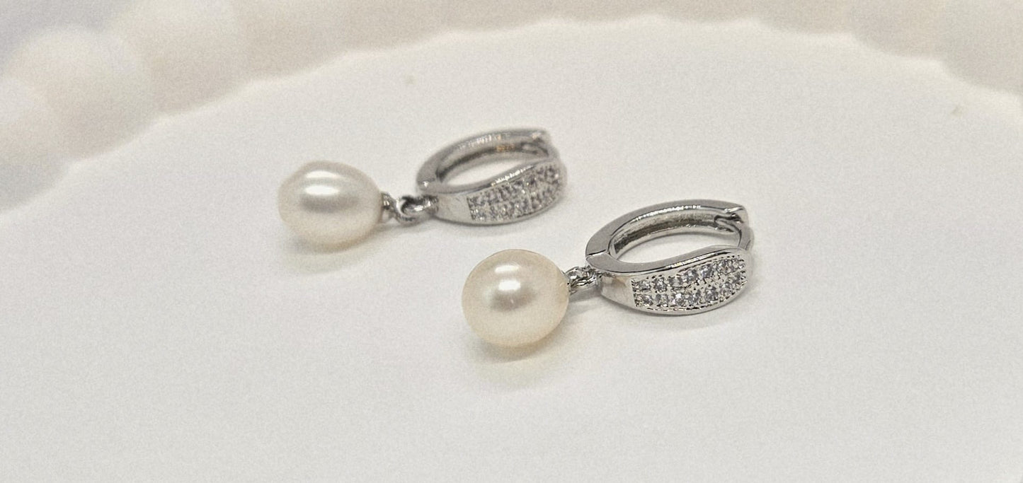 Boucles d’oreilles en perles d’eau douce rose – Acier inoxydable