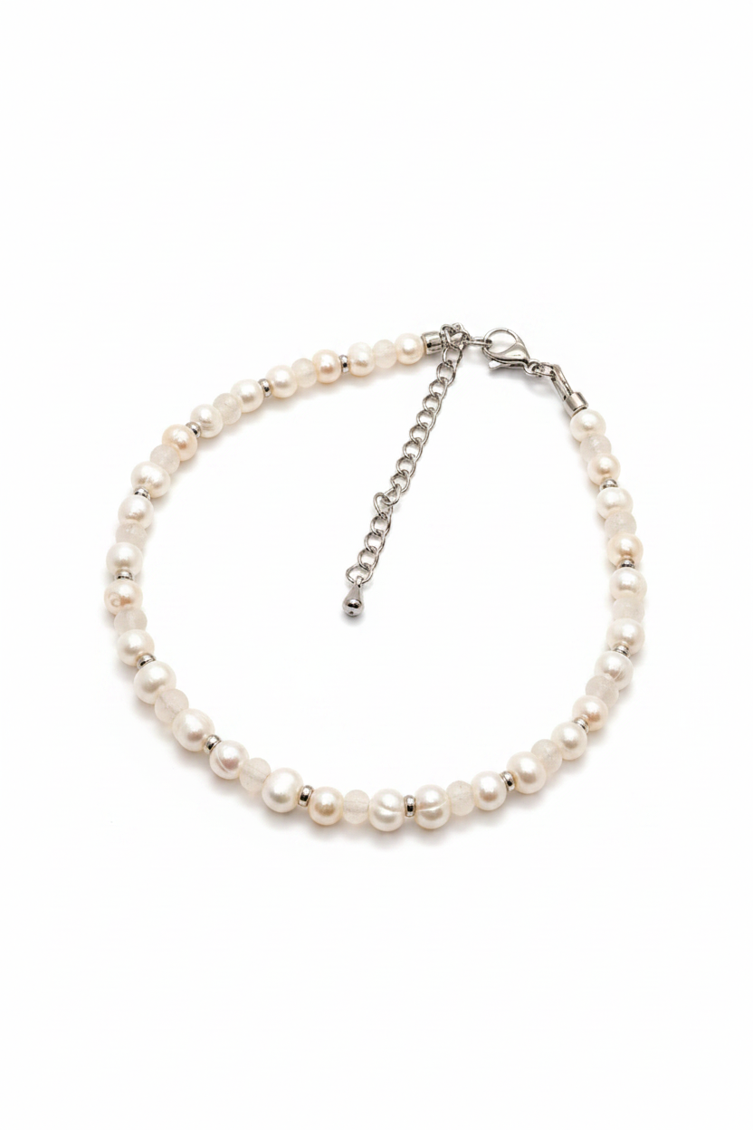 Bracelet en perles d’eau douce et acier inoxydable argenté – 1001 Perles