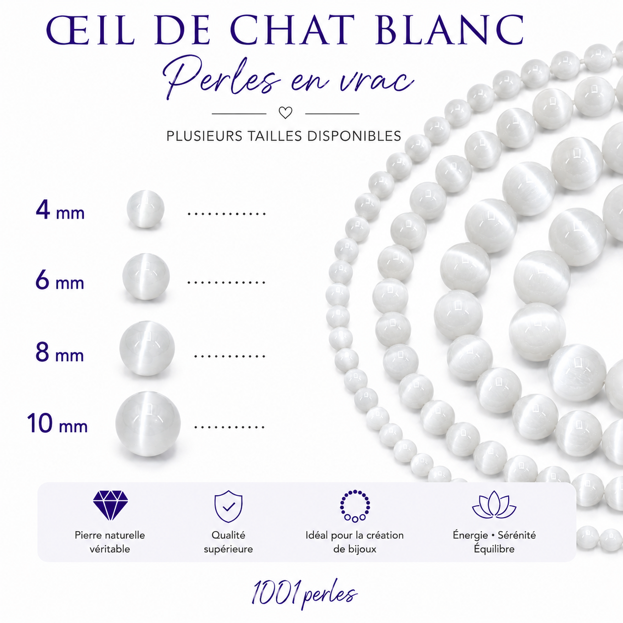 Oeil de chat blanche en vrac