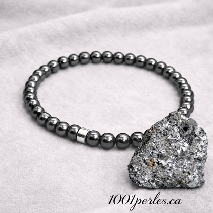 Bracelet homme en hématite – perles 6 mm