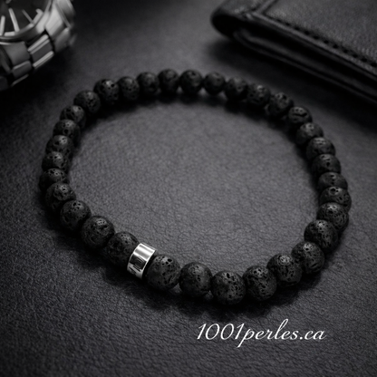 Bracelet Homme – Pierre de Lave 6 mm