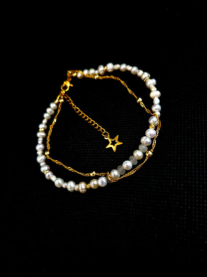 Bracelet de cheville en perles d'eau douce