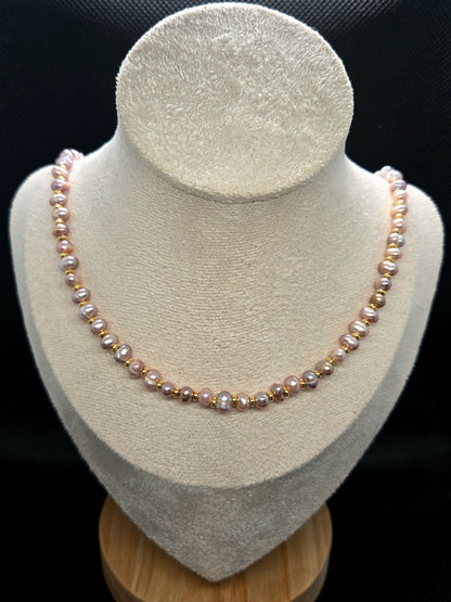 Collier perle d'eau douce Rose/Orangé