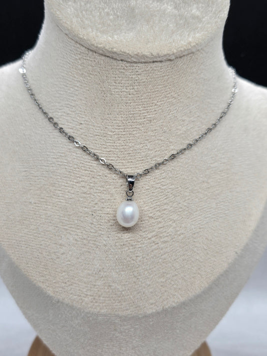 Collier perle eau douce blanche