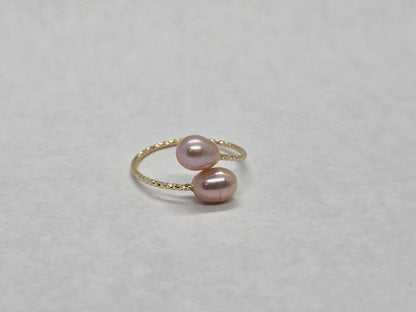 Bague perle d'eau douce Rose/ Orangé