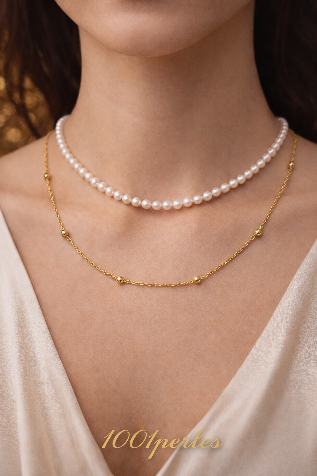 Double freshwater pearl necklace