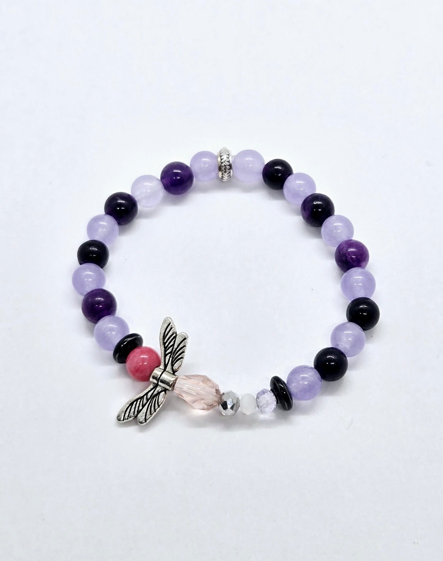 Bracelet Libellule en Améthyste et Jade Mauve – Collection Enfant