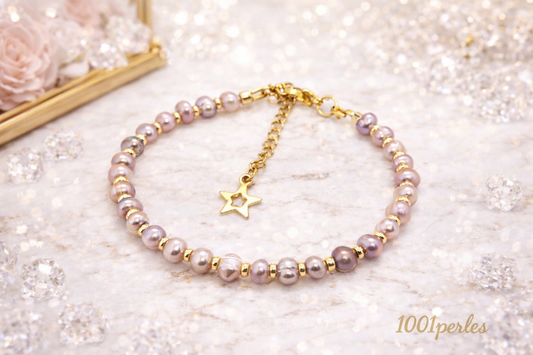 Freshwater Pearl Bracelet Pink/Orange