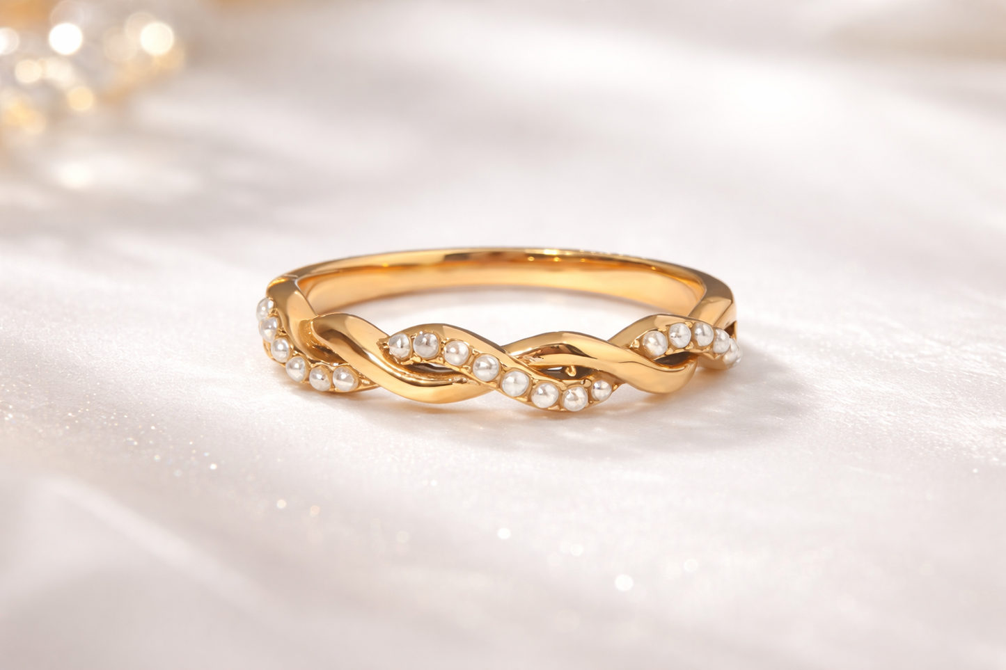 Bague perles d eau douce coller  Acier inoxydable 