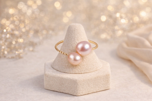 Bague d eau douce rosé en acier inoxydable 