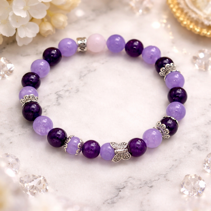 Bracelet Sarah-Lou en améthyste et jade mauve – 1001 Perles