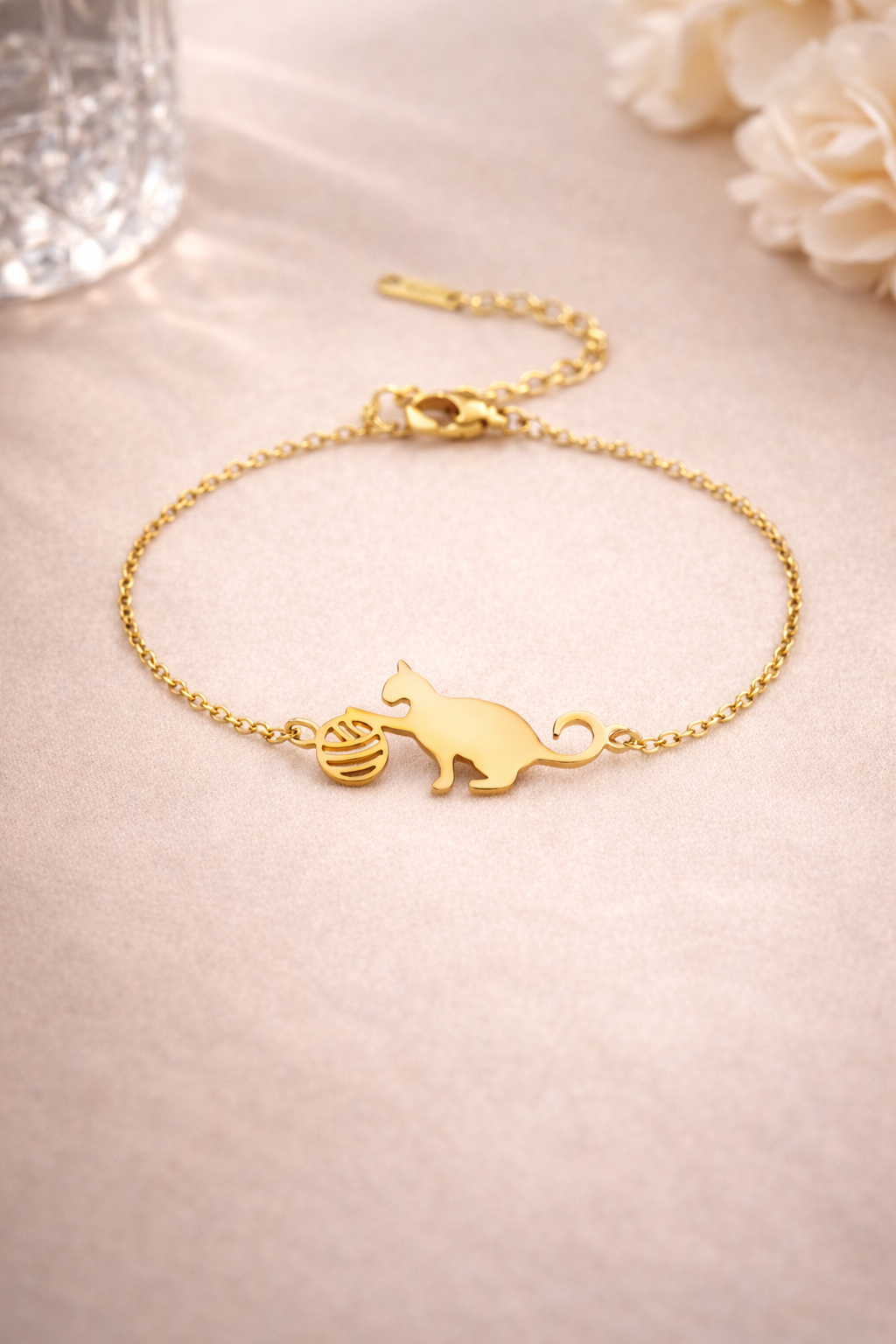 Bracelet chat or acier inoxydable 