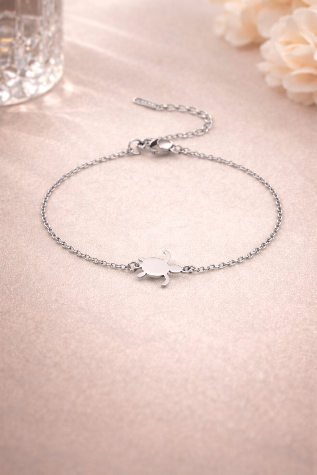 Bracelet tortue argent en acier inoxydable 