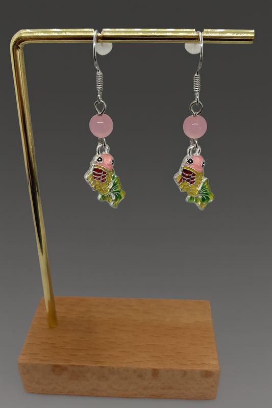 Boucles d’oreilles Poisson – Perles en Œil de Chat