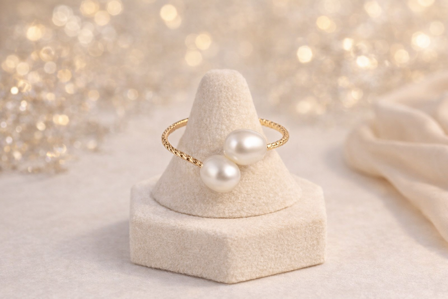 Bague avec perle d’eau douce naturelle – 1001 Perles