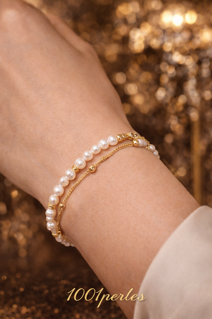 Bracelet double perles eau douce