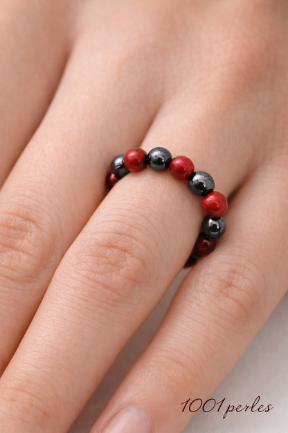 Hematite-Howlite Ring