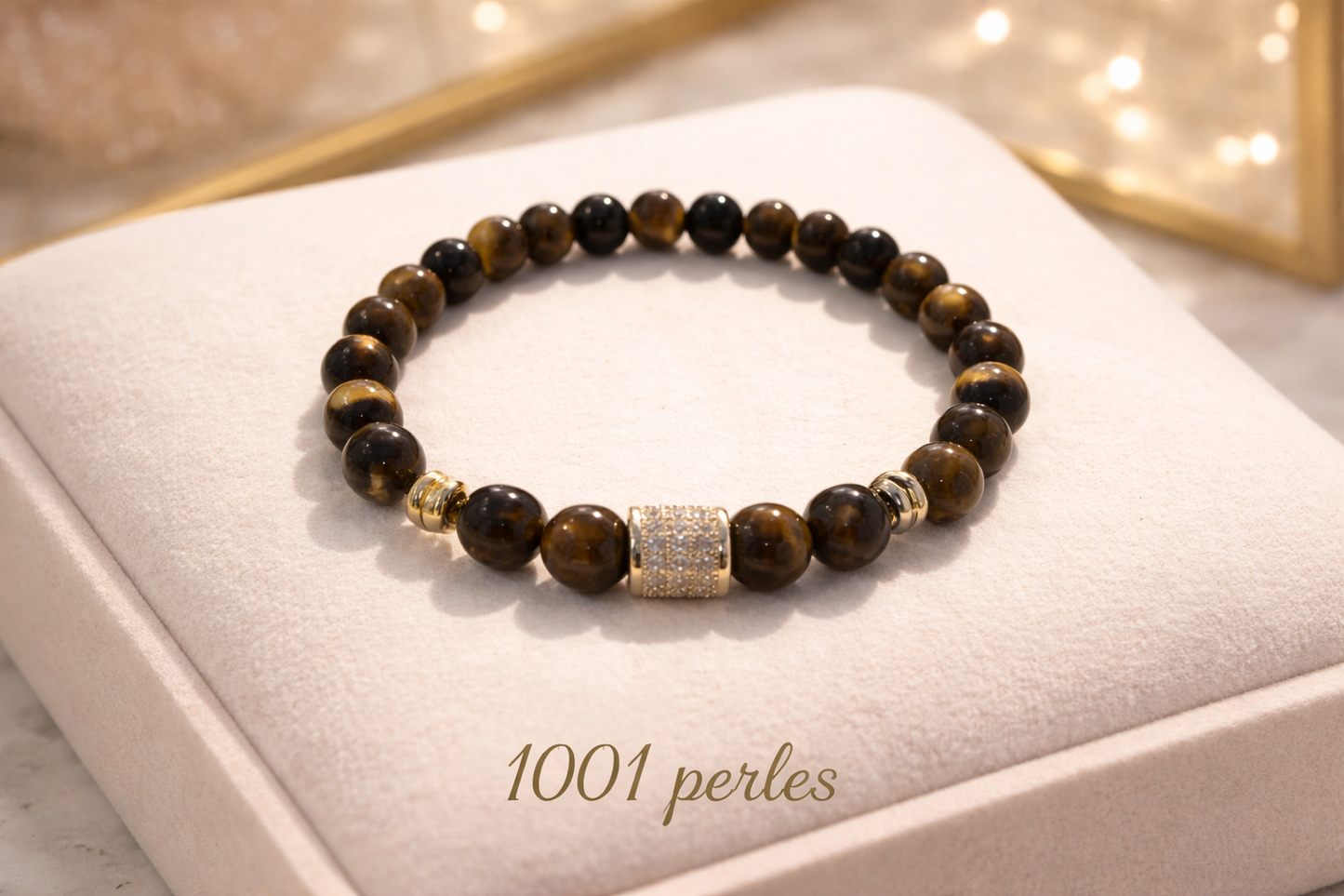 Bracelet en œil de tigre brillant