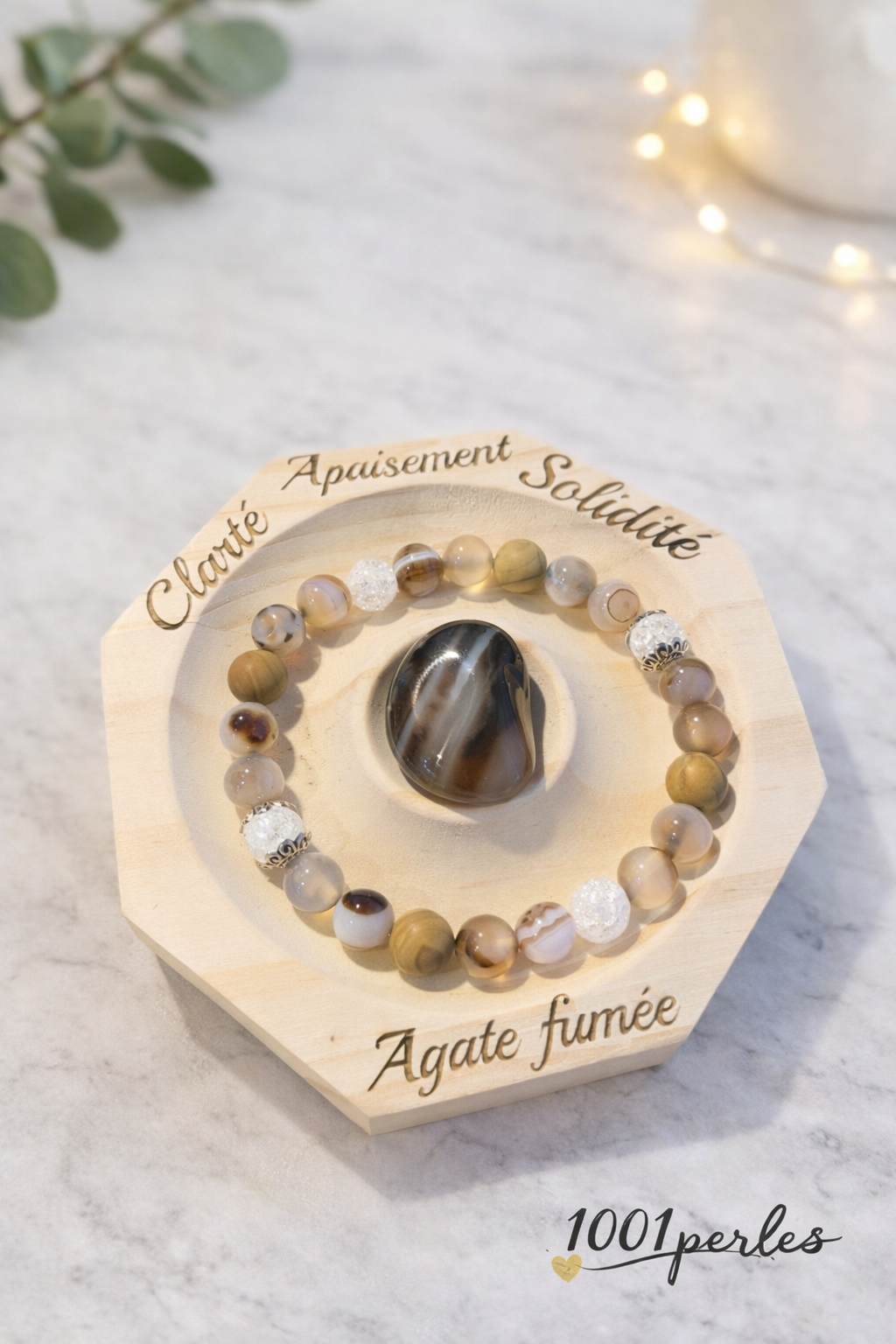 Bracelet Éclat – Agate fumée & Jaspe naturel