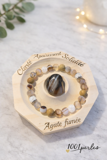 Bracelet Éclat – Agate fumée & Jaspe naturel