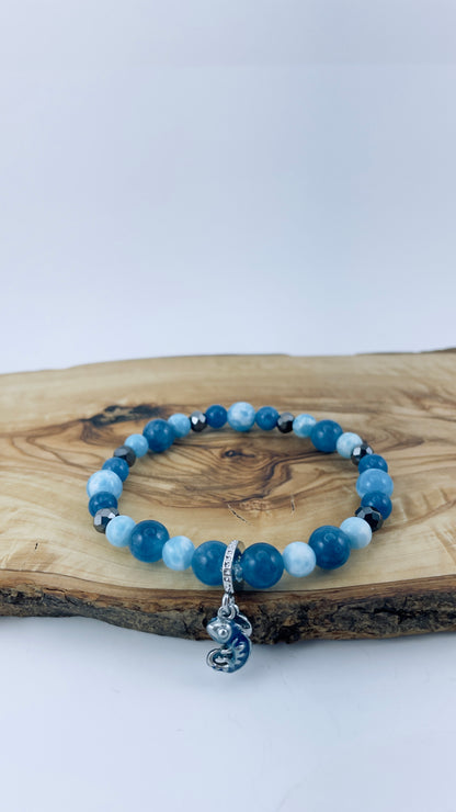 Bracelet Caméléon en calcédoine, shoushan et hématite – 1001 Perles