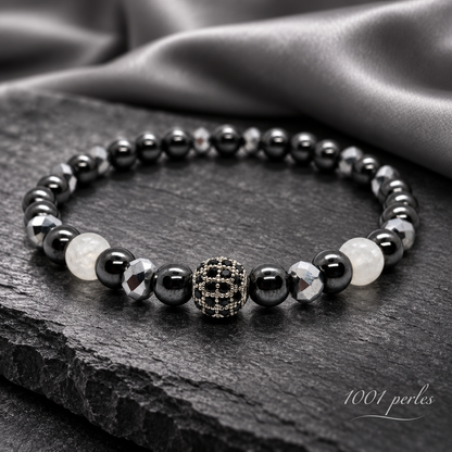Bracelet Argenté en hématite sur ardoise – 1001 perles