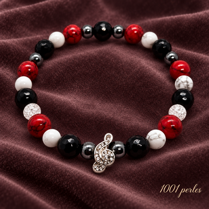 Bracelet Clé de sol sur velours prune – 1001 perles