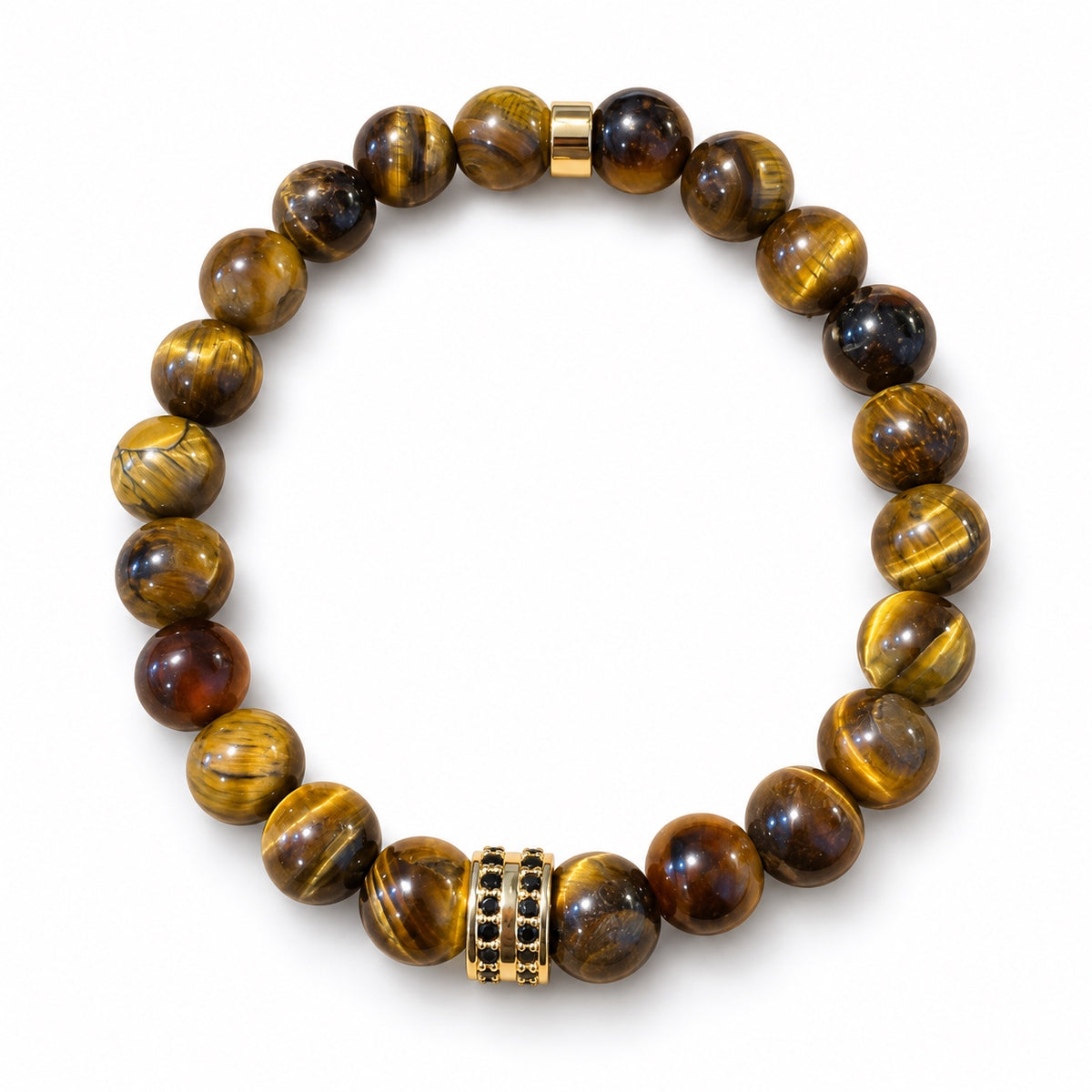 Bracelet en œil de tigre 8 mm sur fond blanc