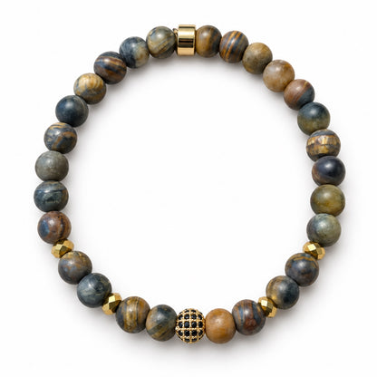 Bracelet en œil de tigre mat 6 mm sur fond blanc