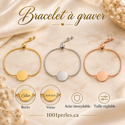 Bracelet personnalisable à graver en or, argent et or rose
