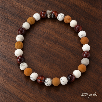 Bracelet Sahara sur fond bois sombre, signature 1001 perles