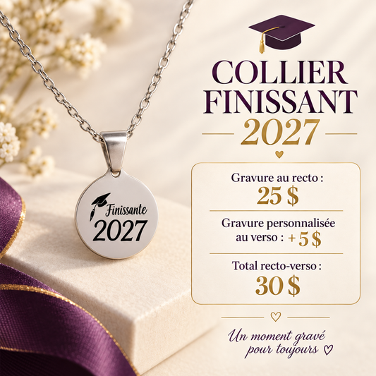 Collier finissant 2027 – options de gravure et prix