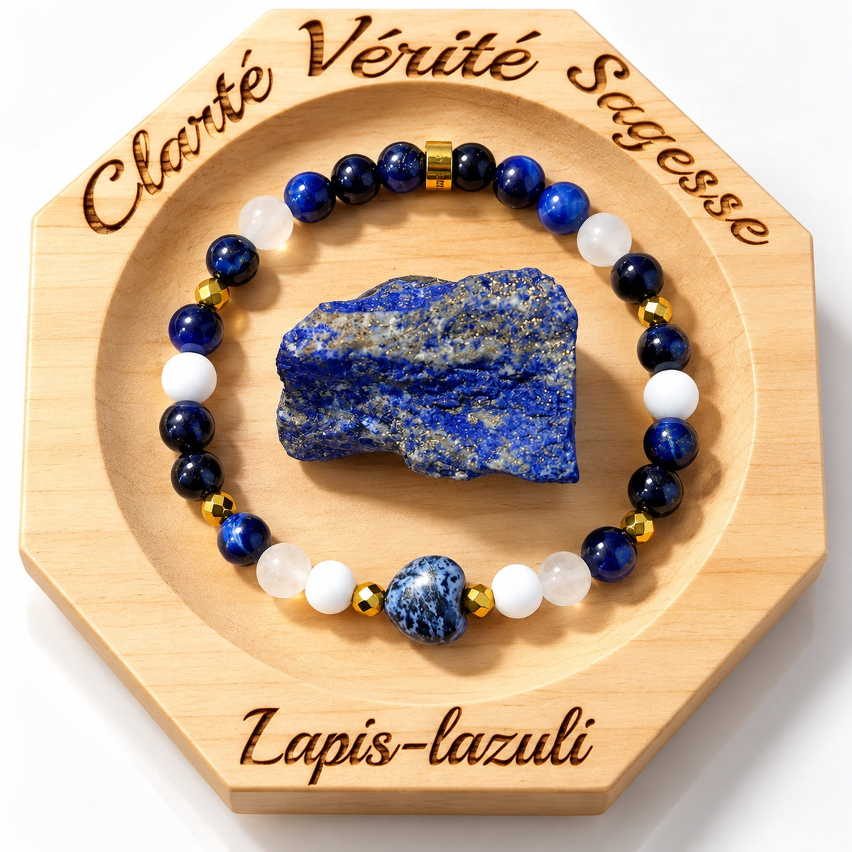 Bracelet Cœur bleu et sa pierre de lapis-lazuli