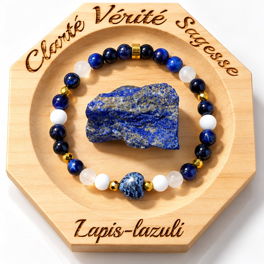 Bracelet Cœur bleu et sa pierre de lapis-lazuli