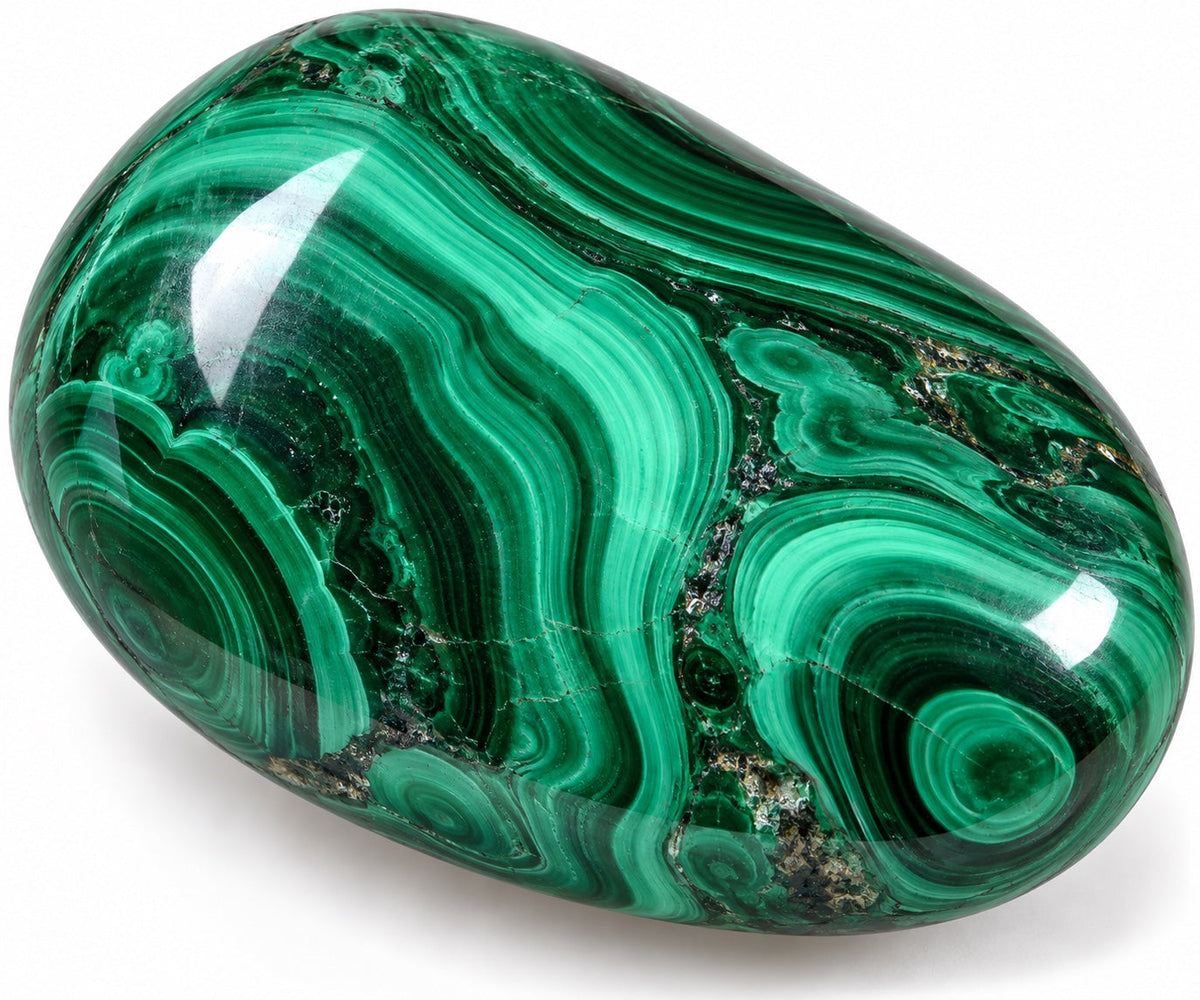 Pierre de malachite polie en gros plan