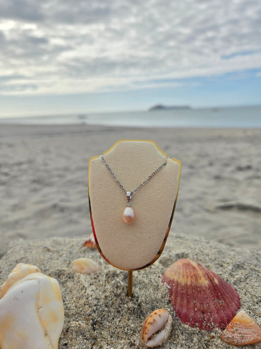 Collier perle d'eau douce Rose/Orangé