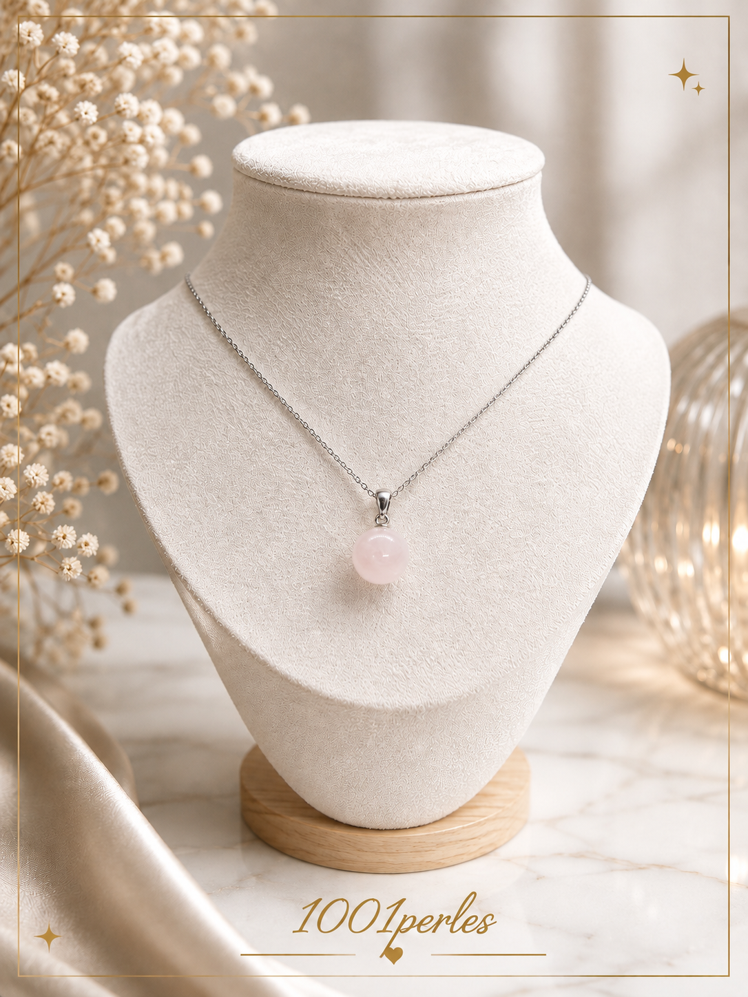 Collier en quartz rose