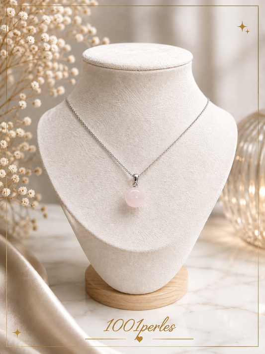 Collier en quartz rose