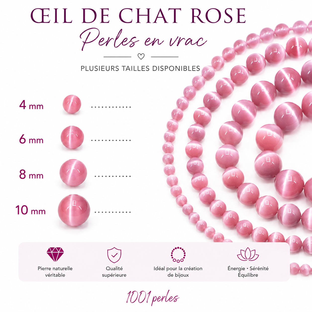 Oeil de chat rose en vrac