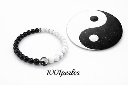 Bracelet Yin-Yang en agate noire et howlite blanche – 1001 Perles