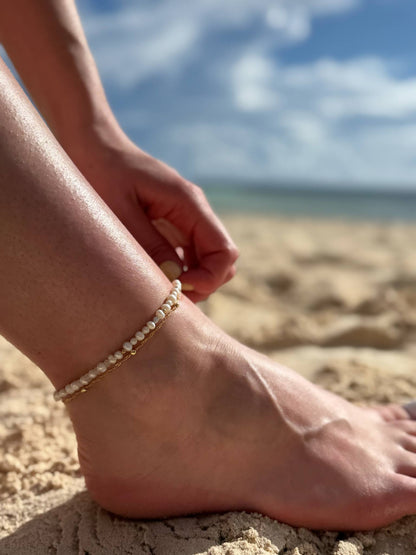 Bracelet de cheville en perles d'eau douce