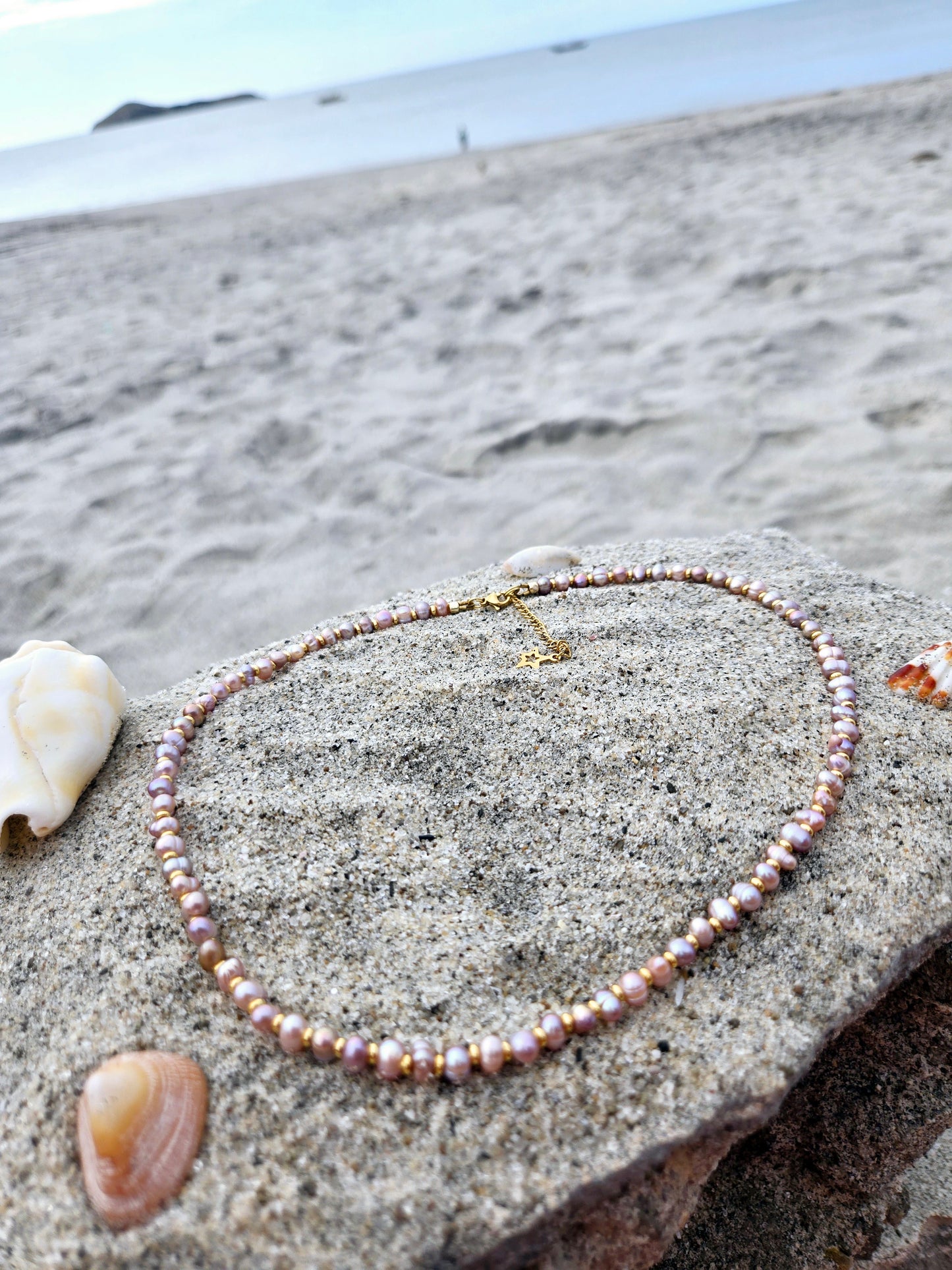 Collier perle d'eau douce Rose/Orangé