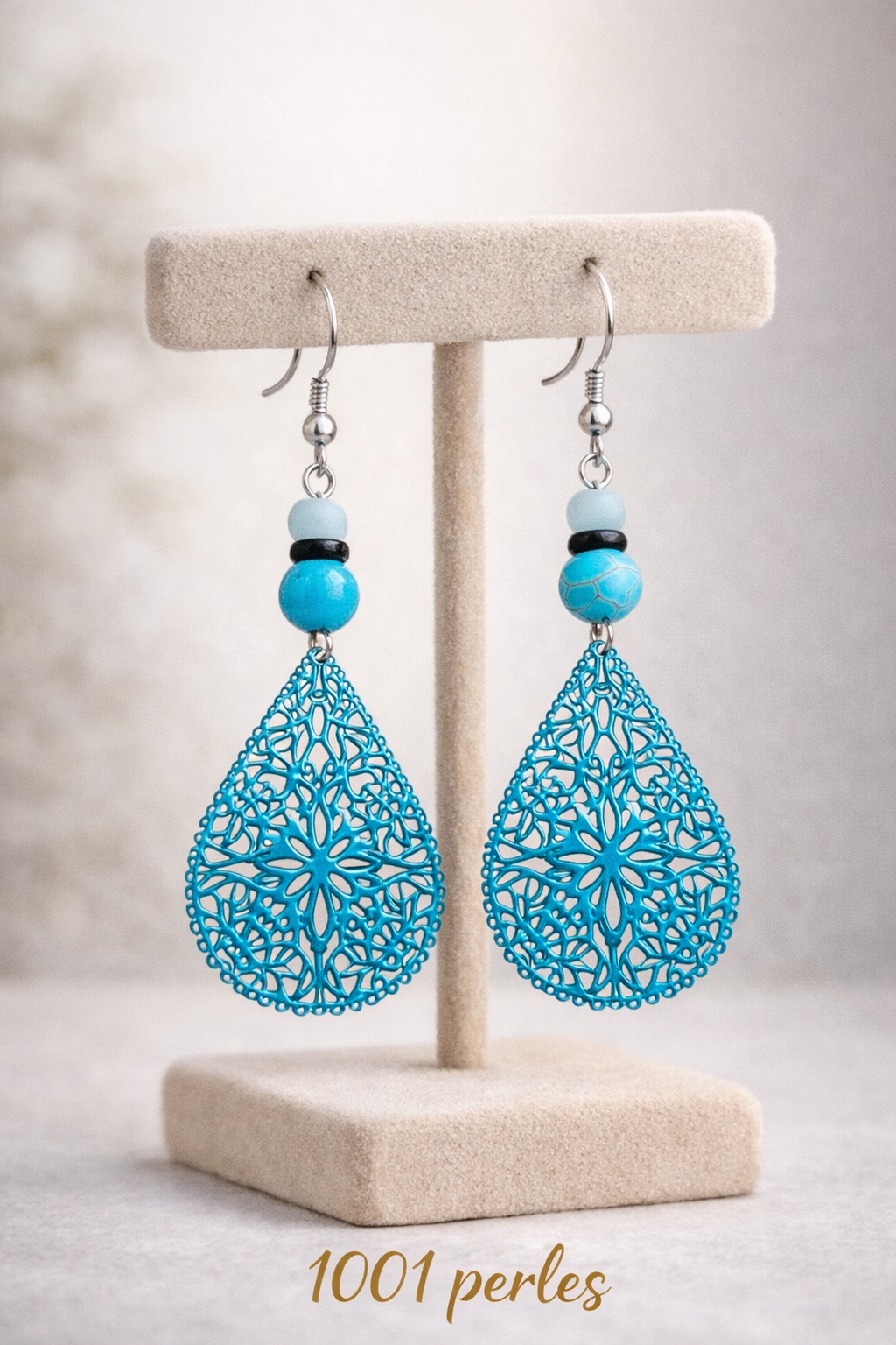 Boucles d'oreilles Dentelle bleue