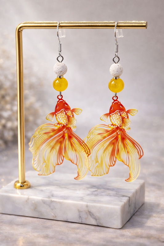Boucles d'oreilles poisson orange