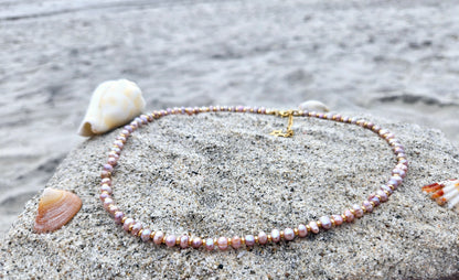 Collier perle d'eau douce Rose/Orangé