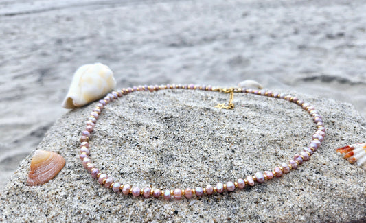Collier perle d'eau douce Rose/Orangé