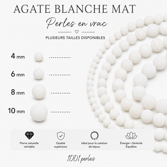 Agate blanche mat en vrac